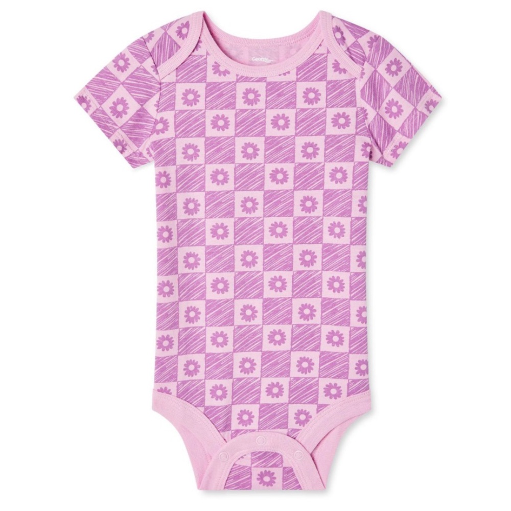 🍓3/$10 George Purple Checkered Kids Bodysuit size 3-6m